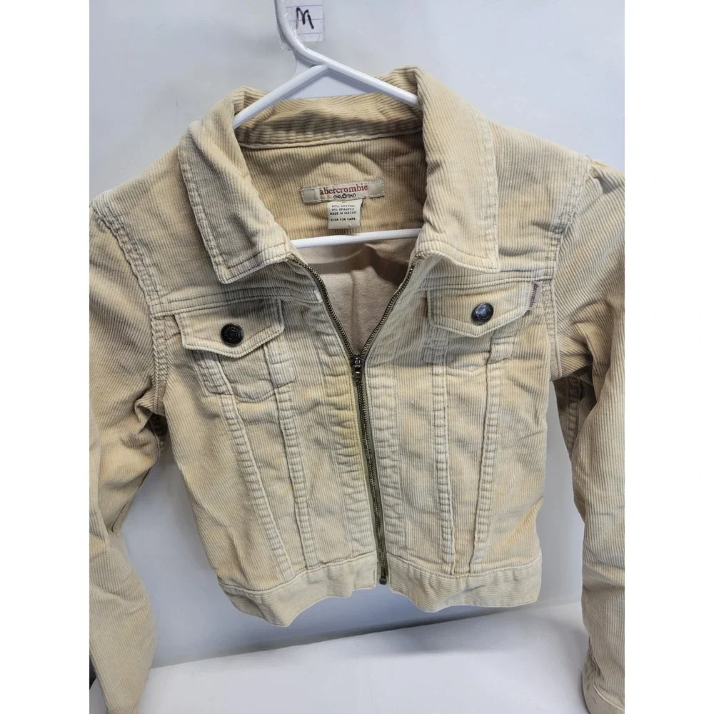 Y2K Abercrombie Fitch Corduroy Trucker‎ Jacket Beige Kids Size M